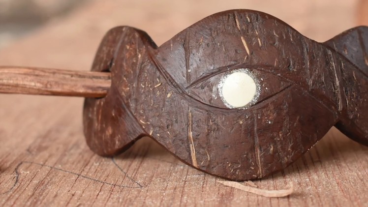 Handmade Coconut Hairpin with Inlay - DIY in Habibi.Works