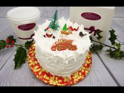 How To Create A Snowy Effect With Royal Icing & Decorate A Christmas Cake With A Retro Set