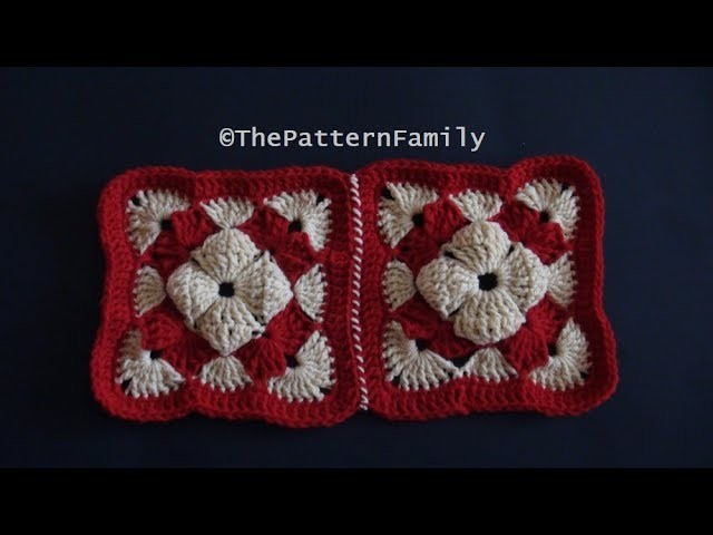 How to Crochet and Join Square Motifs Pattern #184│by ThePatternFamily
