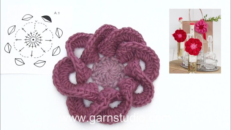 How to crochet the flower in DROPS Extra 0-1407