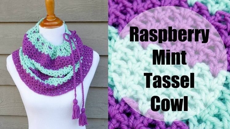 How To Crochet the Raspberry Mint Tassel Cowl