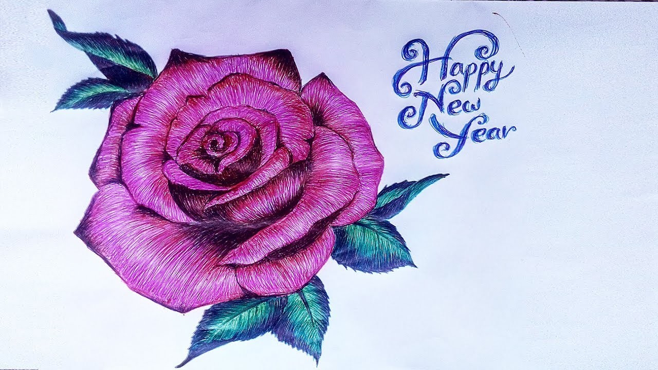 How To Draw A Rose Realistic Easy Live With Ballpoint Pen