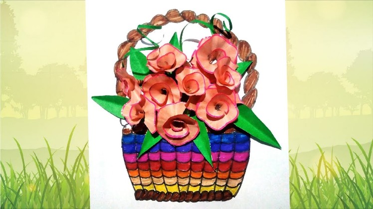 How to make beautiful flower's basket with pencil waste.