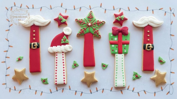 How to make CHRISTMAS COOKIE STICKS - Christmas cookie tutorial by Cookielicious NZ