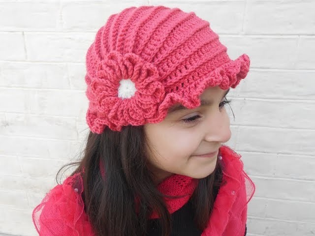How to make crochet hat with flower design