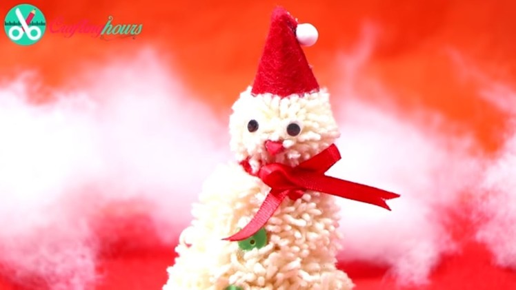 How to Make Cute Snowman with Woolen Pompom for Christmas Decoration