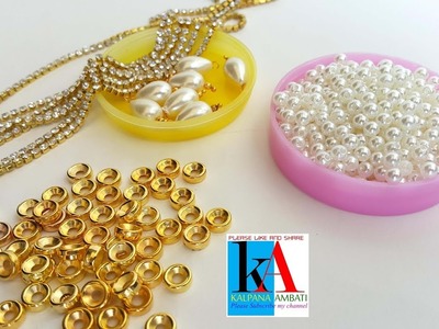 How to make Designer pearl necklace using chain || pearl necklace designs