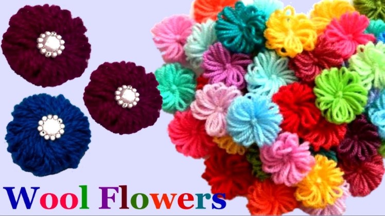 How to make Easy Woolen Flowers step by step | Handmade woolen thread flower making idea - diy