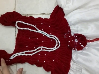 HOW TO MAKE FABRIC FLOWER AND DECORATE FROCK OF CHRISTMAS SPECIAL