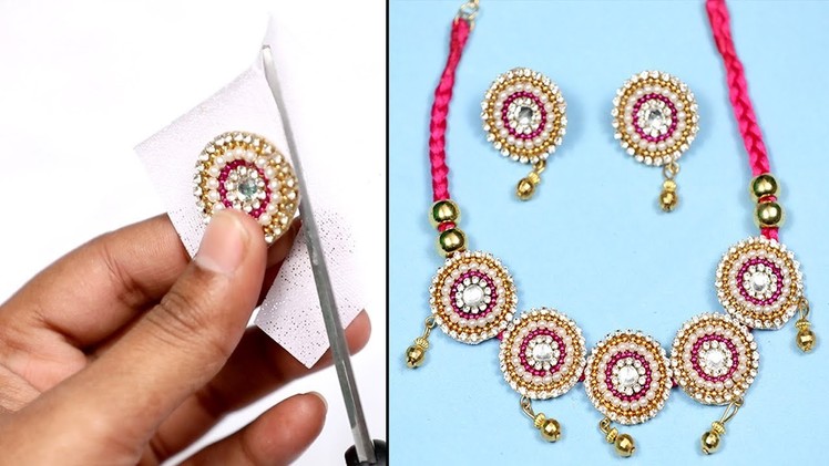 How To Make Fancy Jewellery Chain Design with Silk Thread Golden Beads || DIY