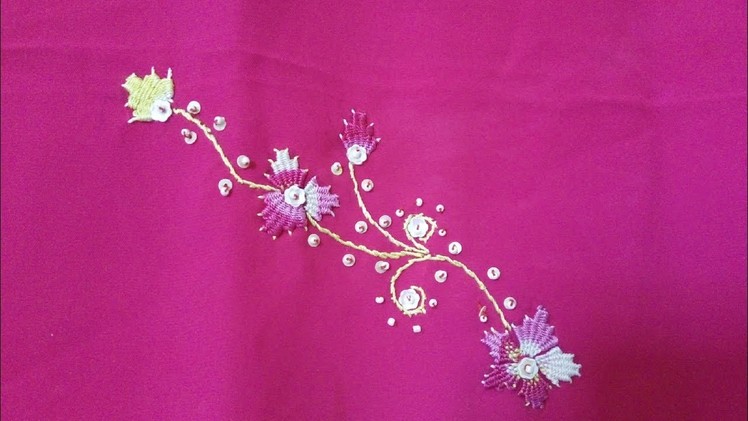 How to make kadai kamal stitch on saree - simple and easy