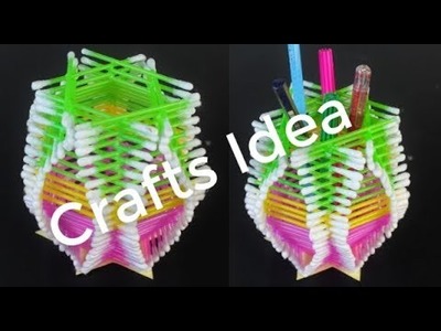 Make Amazing Pen Stand Out Of Cotton Buds | DIY-Awesome-Crafts | Mr Crafts 5