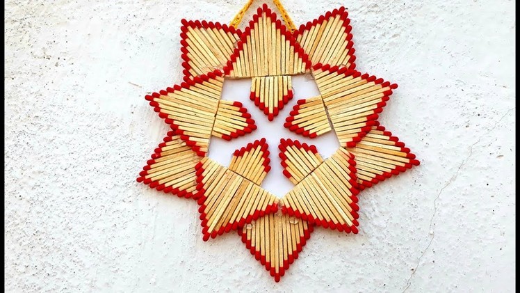 Matchstick star wall hanging. how to make matchstick wall hanging.best out of waste.reuse matchstick