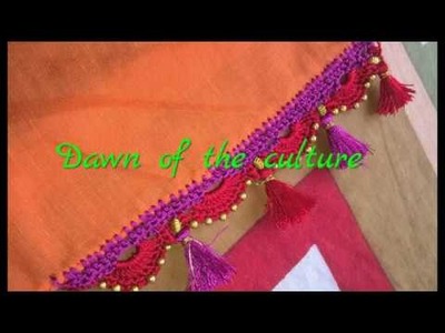 New latest kuchu design.crochet saree tassels tutorial with double colour kuchu.easy beaded design