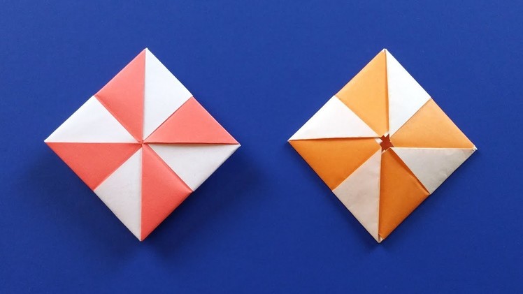 Origami Pinwheel Envelope. Flat Paper Gift Box - Easy DIY Tutorial