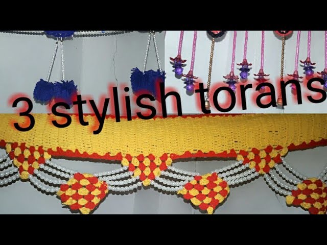 Pack of 3 amazing crochet moti toran door hanging by || girlish things girlishthings ||