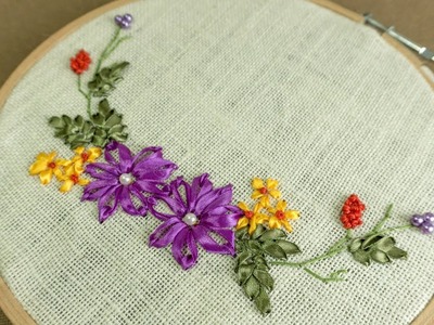 Ribbon Embroidery Design for beginners: DIY Flower Art