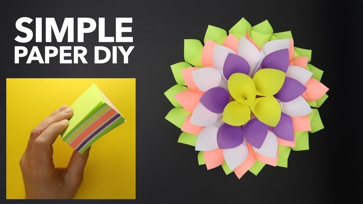 SIMPLE Paper Dahlia. Amazing and EASY Origami tutorial. STICKY NOTES decoration. DIY Paper Crafts