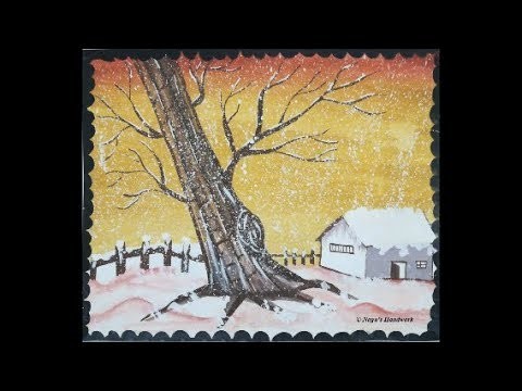 Snowfall Painting-Painting for Beginners-How to paint Snow-Poster Color Painting