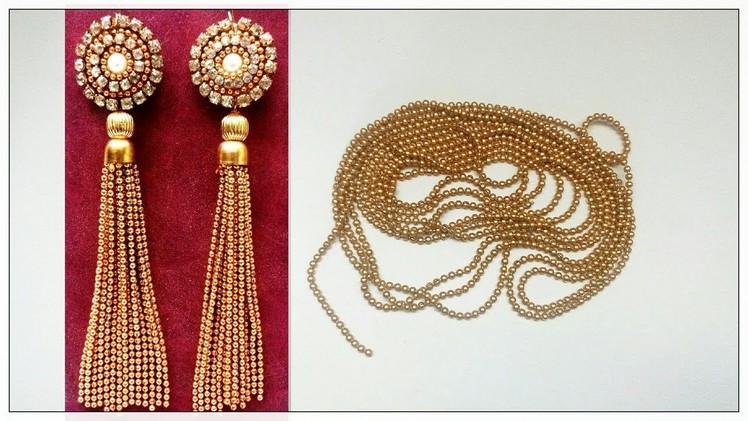 Tassel Earrings Using Silk Thread. Ball Chain Earrings | DIY Tutorial