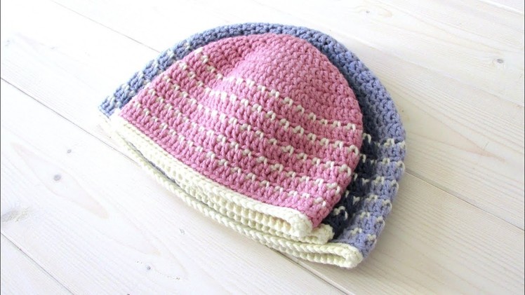 VERY EASY crochet fleck stitch hat. beanie tutorial - baby & children's sizes