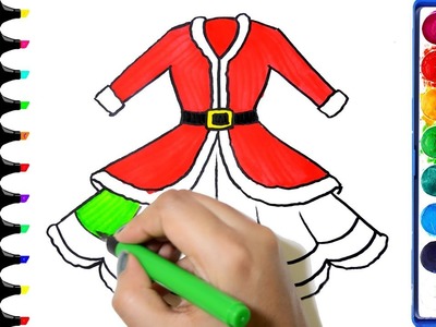 Barbie Christmas Dress Coloring Pages | How to Draw Santa Barbie | Learn Colors for baby