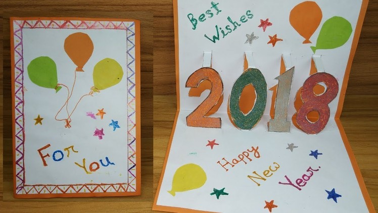 DIY Happy New Year Pop Up Card 2018. How to make New Year Pop Up Card 2018 : Very Easy Card Making