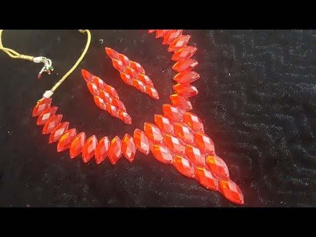 (DIY)HOW TO MAKE DESIGNERS WEAR RED STONE NECKLACE.PAPER NECKLACE.THE STUNNING HANDMADE'S. 