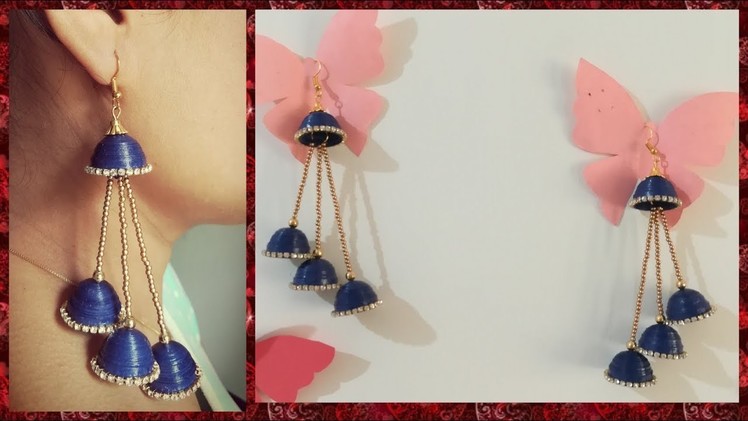 DIY || Multi Step Paper Quilled Jhumkas with Chain (Earrings) || by World of Artifact