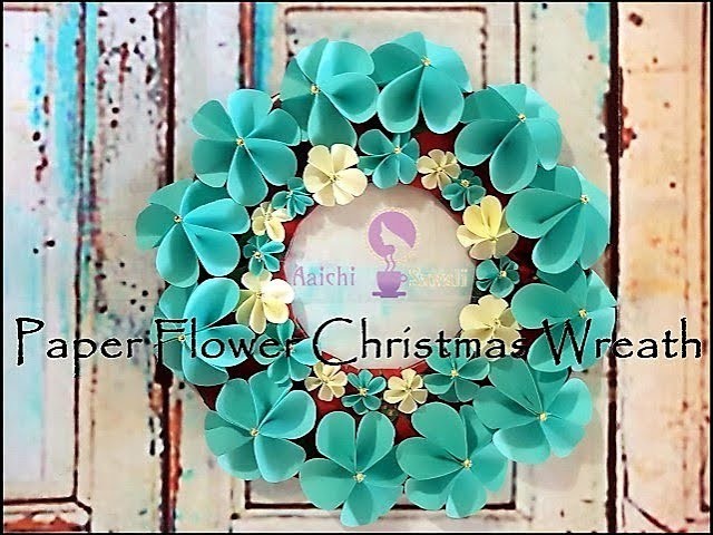DIY Paper Flower Origami Christmas Wreath. How to prepare paper flower