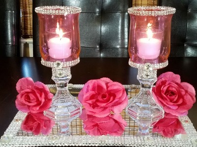 DIY pink candle holders. How to tint glass