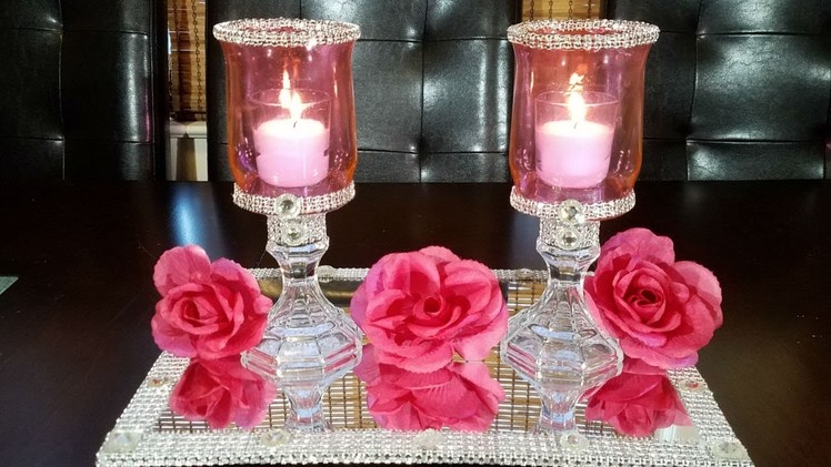 DIY pink candle holders. How to tint glass