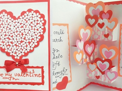 DIY Pop Up Valentine Day Card.How to make Pop Up Card for Valentine. Hearts Pop Up Card