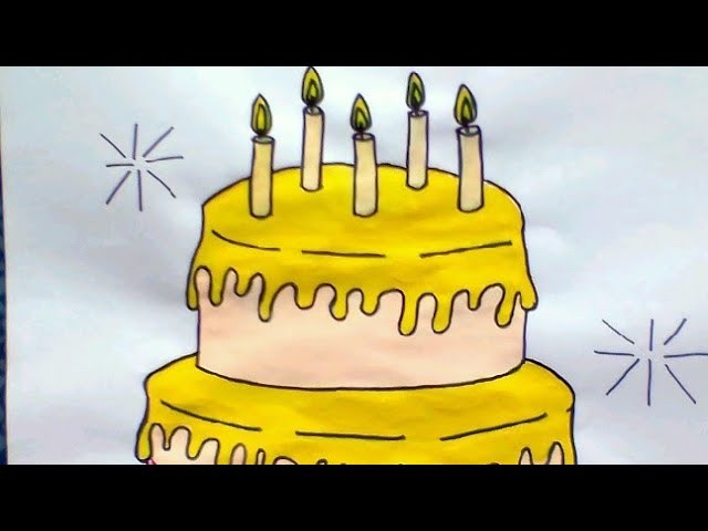 How to draw and colour cake for kids by color and craft your life.