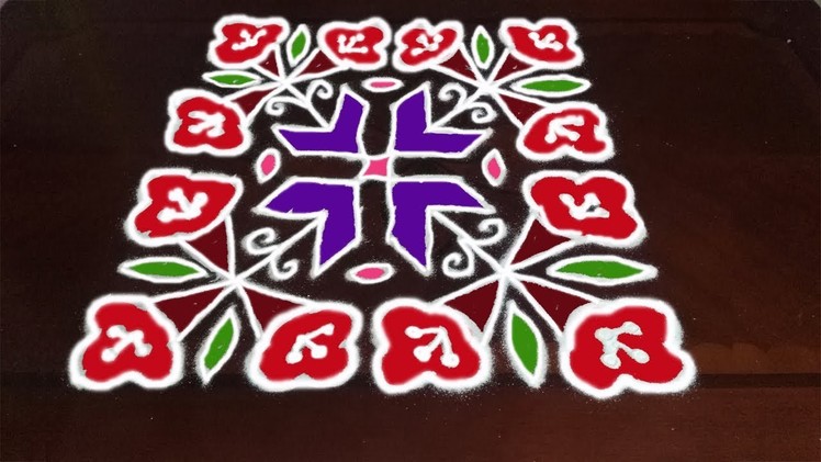 How To Draw Beautiful Flowers koalm designs with 14x14 dots For Sankranthi |  Rangoli Art