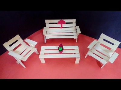How To Make A Chair And Table Using Ice Cream Sticks.Popsicle Stick Sofa Set