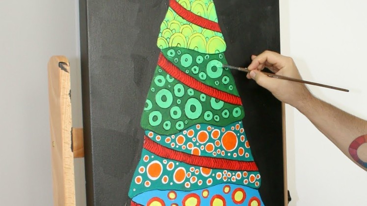 How to Make a Patterned Christmas Tree Painting