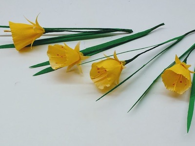 How to make Crepe paper flowers Petticoat Daffodil. Narcissus Bulbocodium (flower # 232)