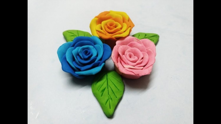 How to Make Double Color Roses From Clay || Realistic Clay Roses || DIY