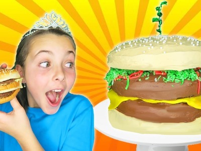 How To Make Giant Cheeseburger Cake | Kids Decorating With Frosting