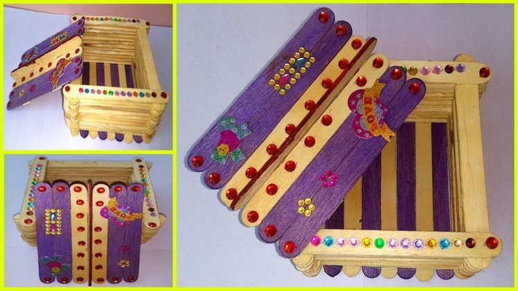 How to make Gift Box with Ice Cream Stick (Popsicle Stick) for Happy New Year and Christmas Day