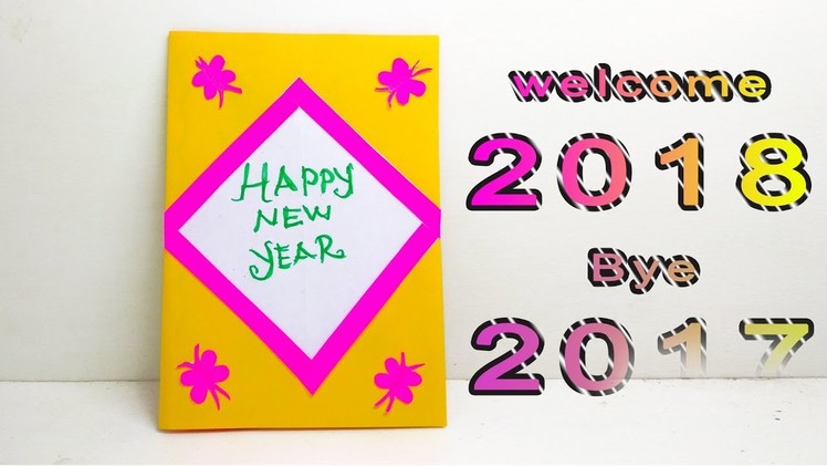 How to make Happy New Year Card | Handmade Greeting Card for New Year 2018 | Lina's Craft Club