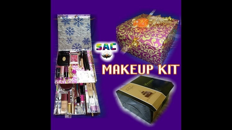 How to make makeup box from cake box | Cardboard makeup kit | Diy makeup storage |