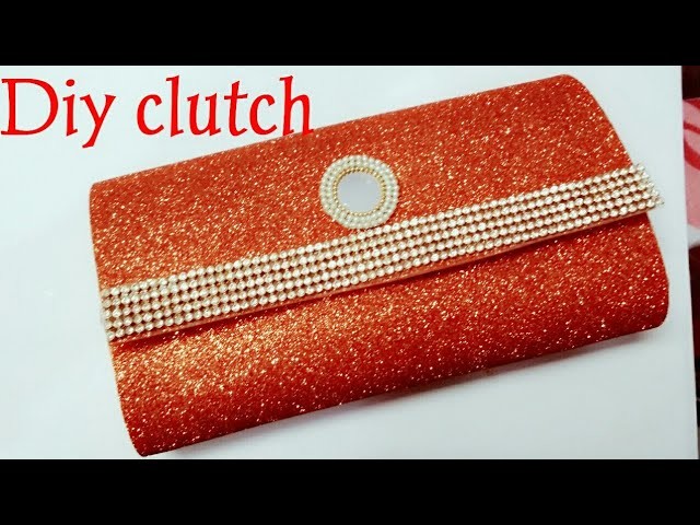 How to make no sew clutch purse with glitter foam sheets in 5min.DIY clutch purse no sew tutorial