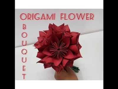 How to make origami flower bouquet||Origami Kusudama Flower