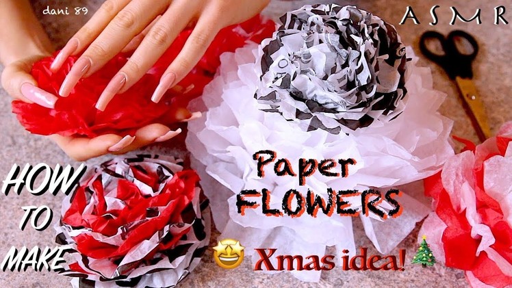 ???? HOW TO make Paper Flowers for Xmas gifts ???? ???? intense ASMR ❀ Crinkly sound ♥️ ???? Hand movements ????