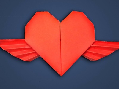 How to Make Paper Heart With Wings for Valentine's Day - Origami Winged Heart