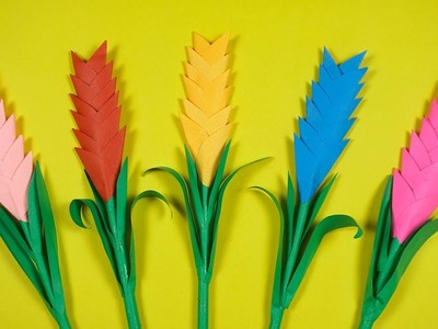 How to Make Paper Heliconia Flower | Diy Color Paper Flower Making