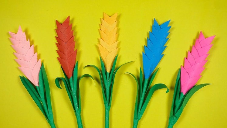 How to Make Paper Heliconia Flower | Diy Color Paper Flower Making