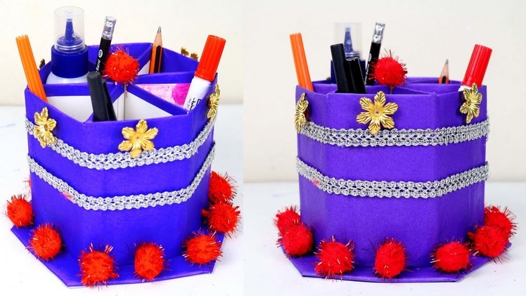 How to make pen stand from waste material - Pen and pencil storage ideas - Creative pen stand